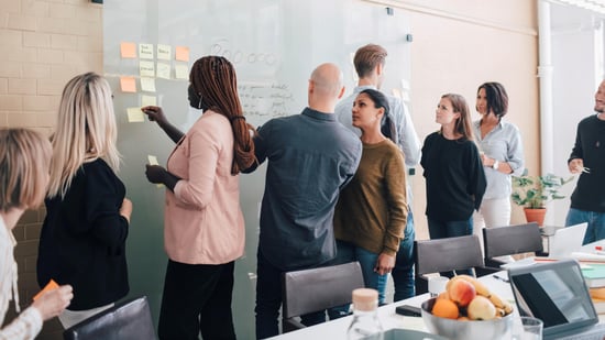 A group of people working together to decide their business objectives within their Business Review.